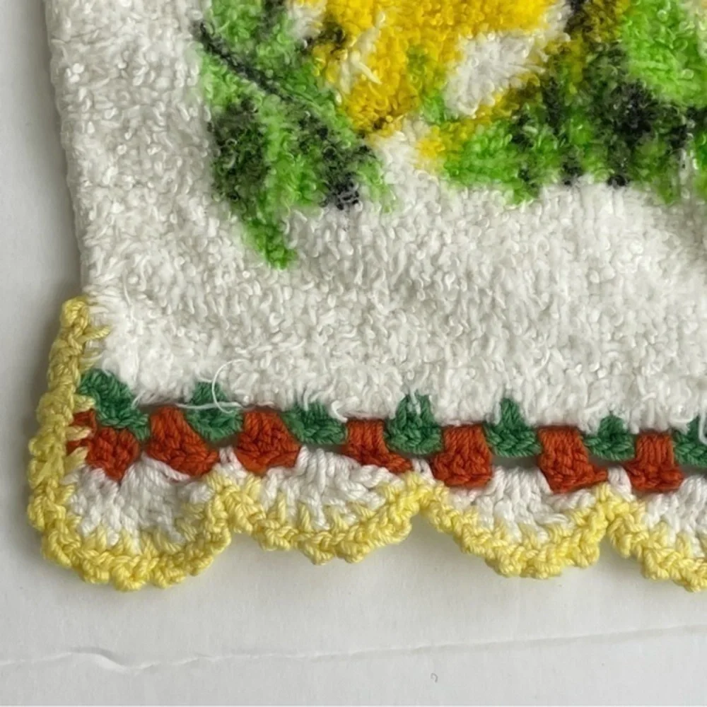 Yellow floral crochet trim hand‎ towel
